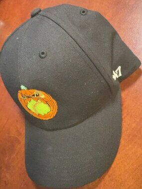’47 Brand Halloween Pumpkin Baseball Cap Black Embroidered Adjustable Hat